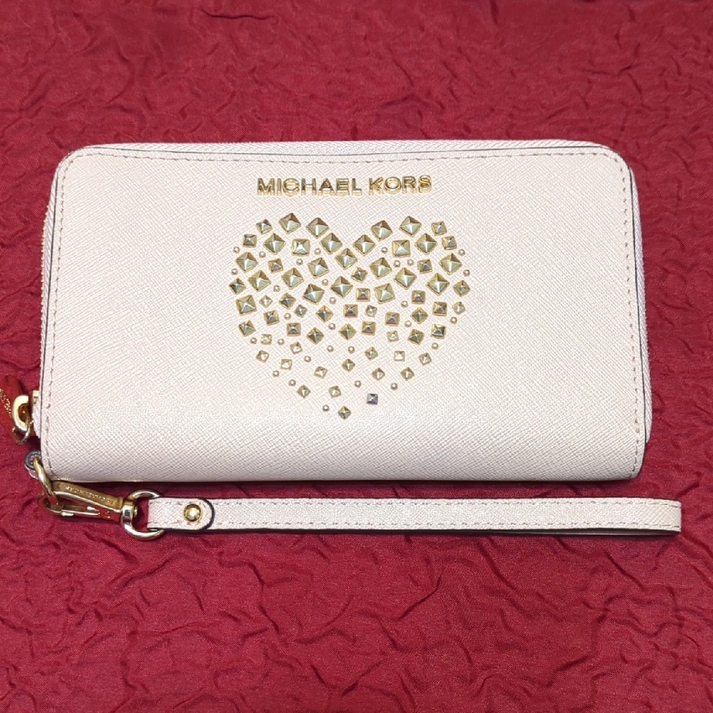 Michael Kors Pink Wristlet with Gold Accents